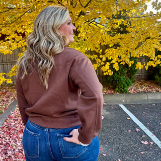 Brown Fleece Half Zip Sweatshirt