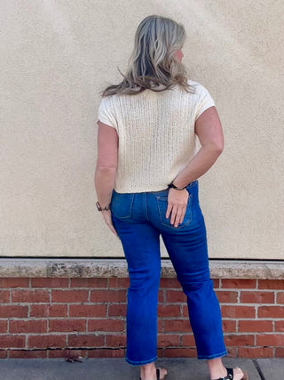 Cream Textured Sweater Vest Top
