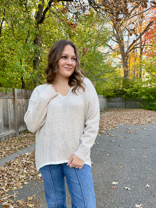 Drop Shoulder Hi-Low Sweater Top