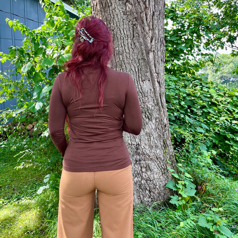 Mahogany Basic Round Neck Long Sleeve