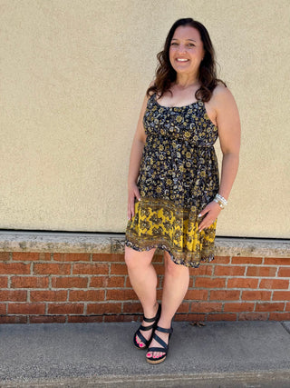Paisley Border Mini Dress