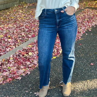 Risen Tummy Control High Rise Crop Straight Leg Jean