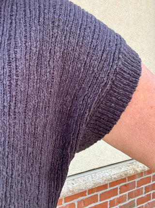 Black Textured Sweater Vest Top