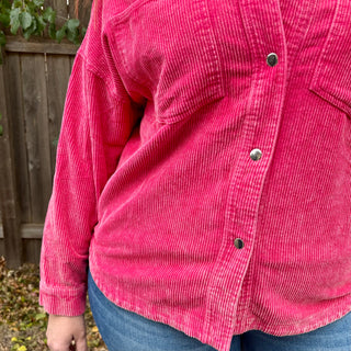 Fuchsia Corduroy Shacket