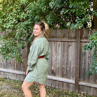 Risen Sage Green Linen Dress