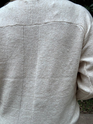 Oatmeal Oversized Crewneck Sweater with Ribbed Contrast Details