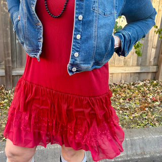 Red Dress Extender with Adjustable Straps