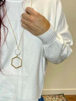 Ivory Front Seam Round-Neck Sweater