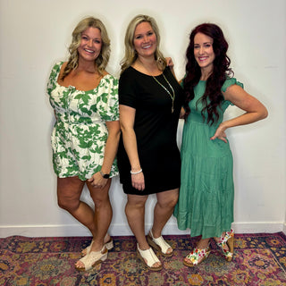 Green Floral Puff Sleeve Romper