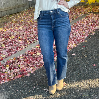 Risen Tummy Control High Rise Crop Straight Leg Jean