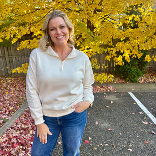Cream Half Zip Sweatshirt