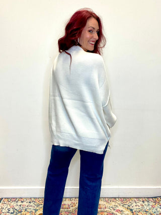 Ivory Side Slit Oversized Sweater