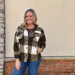 Olive Oversized Plaid Shacket