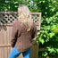 Brown Long Sleeve Round Neck Waffle Knit Sweater