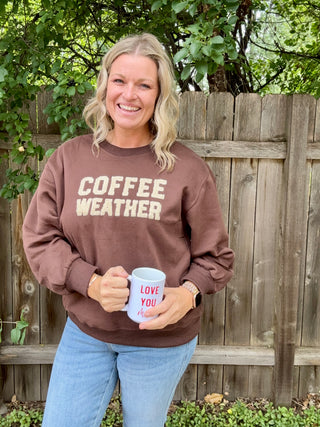 Crewneck Brown Coffee Weather Sweatshirt