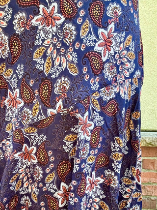 Navy Paisley Maxi Skirt