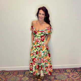 Floral Puff Sleeve Maxi Dress