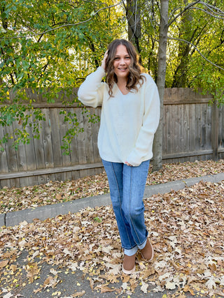 Bow Back Accent V-Neck Sweater Top