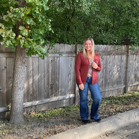 Rust Snap Button Cardigan