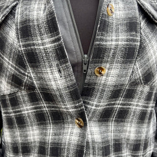 Double Lined Plaid Hooded Zip Up