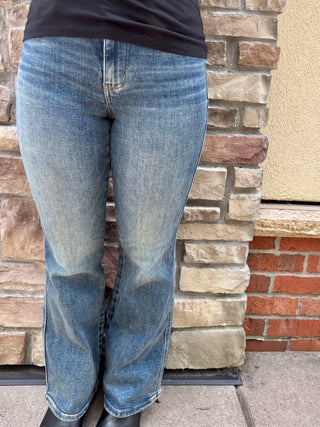 Judy Blue Mr. Daisy Mid Rise Bootcut Dark Dust Rider Indigo Jean