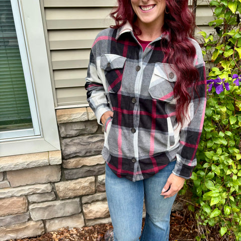 Black Oversized Plaid Shacket