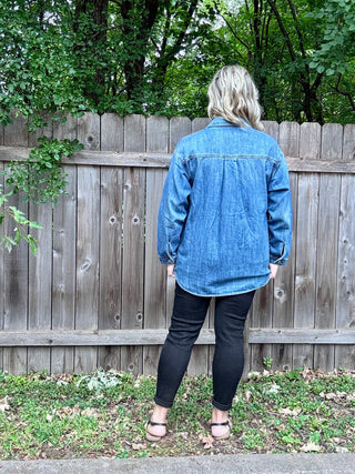 Risen Oversized Denim Shacket with Pockets