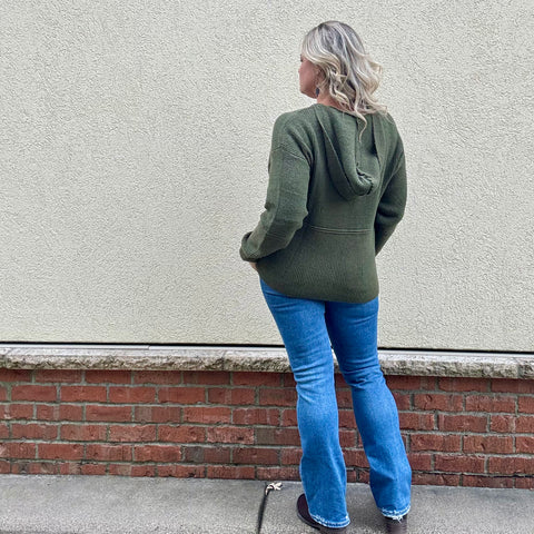 Forest Green Hooded Knit Sweater