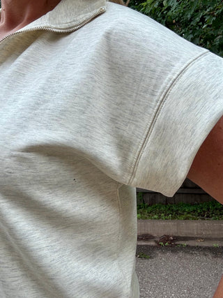 Heather Cream Half Zip Short Sleeve Pullover