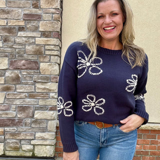 Flower Stitch Embroidered Sweater