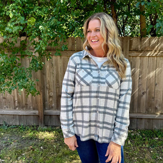 Grey and Charcoal Plaid Button Up