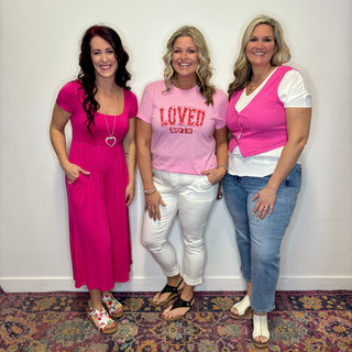 Hot Pink Double Layered Short Sleeve Jumpsuit