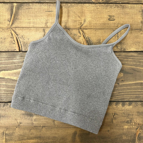 Heather Grey Ribbed Bralette with Pads