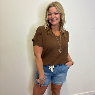 Brown Woven Airflow Short Sleeve