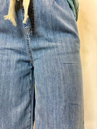 Wide Leg Denim Drawstring Pants