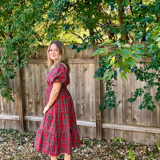 Plaid Tiered Midi Dress