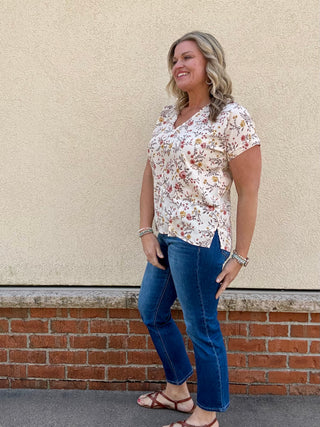 Floral Print Dolman Sleeve Woven Top