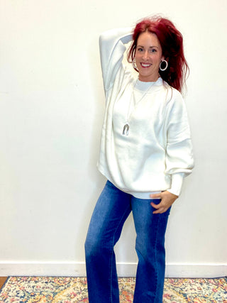 Ivory Side Slit Oversized Sweater