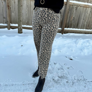 Vervet High Rise Wide Crop Leopard Print Jeans