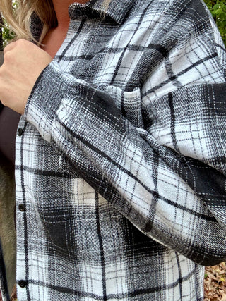Plaid Sherpa-Lined Button Down Shacket