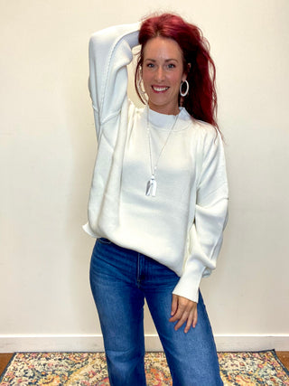 Ivory Side Slit Oversized Sweater