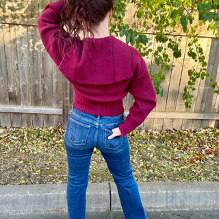 Cabernet Collared Zip Up Sweater