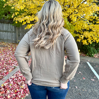 Light Olive Hooded V-Neck Long Sleeve