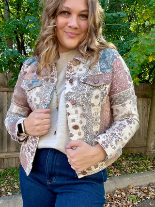 Paisley Print Denim Jacket