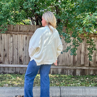 Off White Oversized Sweater with Side Slit