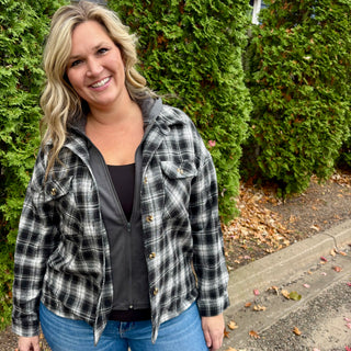 Double Lined Plaid Hooded Zip Up