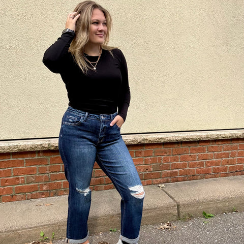 Black Micro Ribbed Long Sleeve