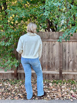 Heather Vanilla Scuba Half Zip Pullover with Kangaroo Pocket