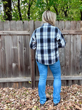 Plaid Sherpa-Lined Button Down Shacket