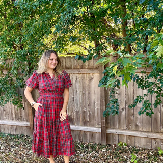 Plaid Tiered Midi Dress